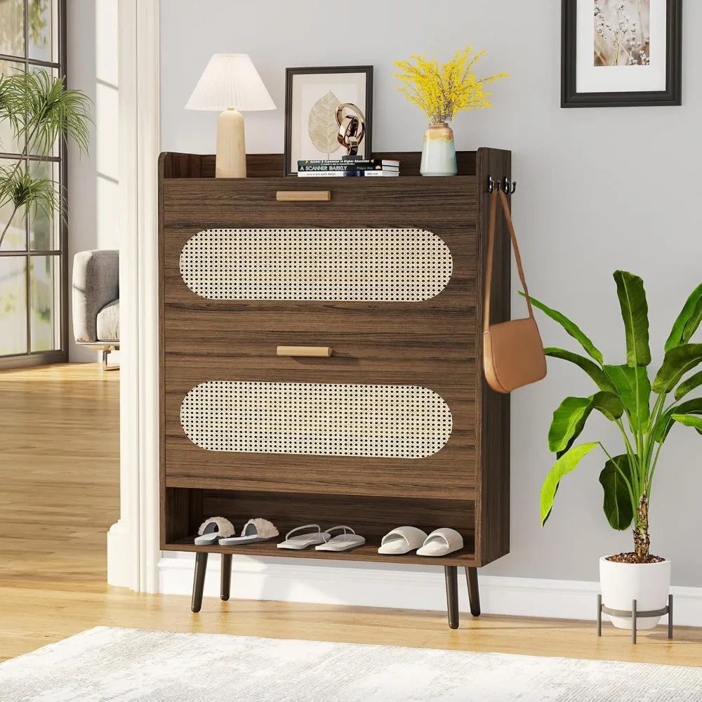 Rattan Shoe Cabinet with 2 Flip Drawers, Shoe Storage Cabinet for Entryway, Narrow Shoe Rack Cabinet, Freestanding, Customized
Rattan Shoe Cabinet with 2 Flip Drawers, Shoe Storage Cabinet for Entryway, Narrow Shoe Rack Cabinet, Freestanding, Customized