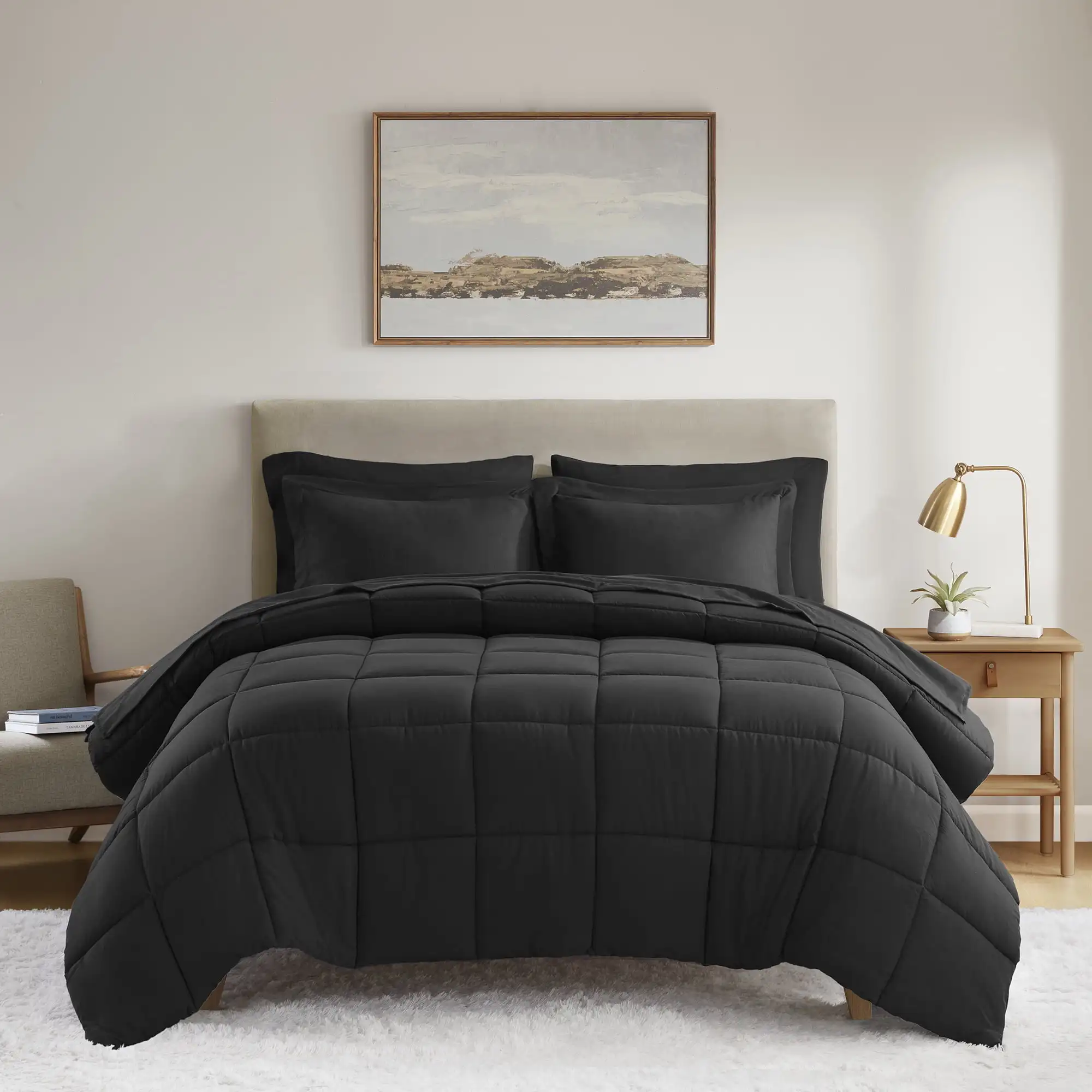 All in One Down Alternative Reversible Comforter with Matching Sheets Set Queen Size Black
All in One Down Alternative Reversible Comforter with Matching Sheets Set Queen Size Black