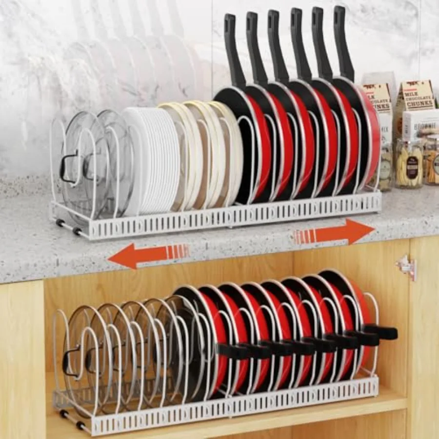 2 Pack Pot and Pan Organizer, 12"-23" Expandable Pot Lid Organizer with 14 Adjustable Dividers, Pan Lid Holder Storage Rack for
2 Pack Pot and Pan Organizer, 12"-23" Expandable Pot Lid Organizer with 14 Adjustable Dividers, Pan Lid Holder Storage Rack for