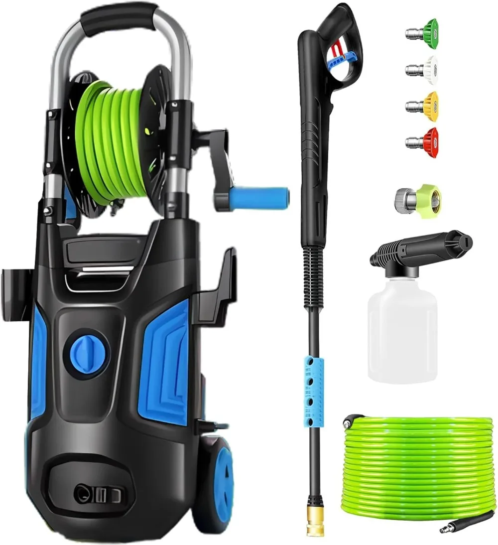 4200 PSI Electric Pressure Washer 4.0 GPM with 33ft Pressure Hose, 4 Nozzle and Detergent Tank for Cars, Fences, Patio, Blue
4200 PSI Electric Pressure Washer 4.0 GPM with 33ft Pressure Hose, 4 Nozzle and Detergent Tank for Cars, Fences, Patio, Blue
