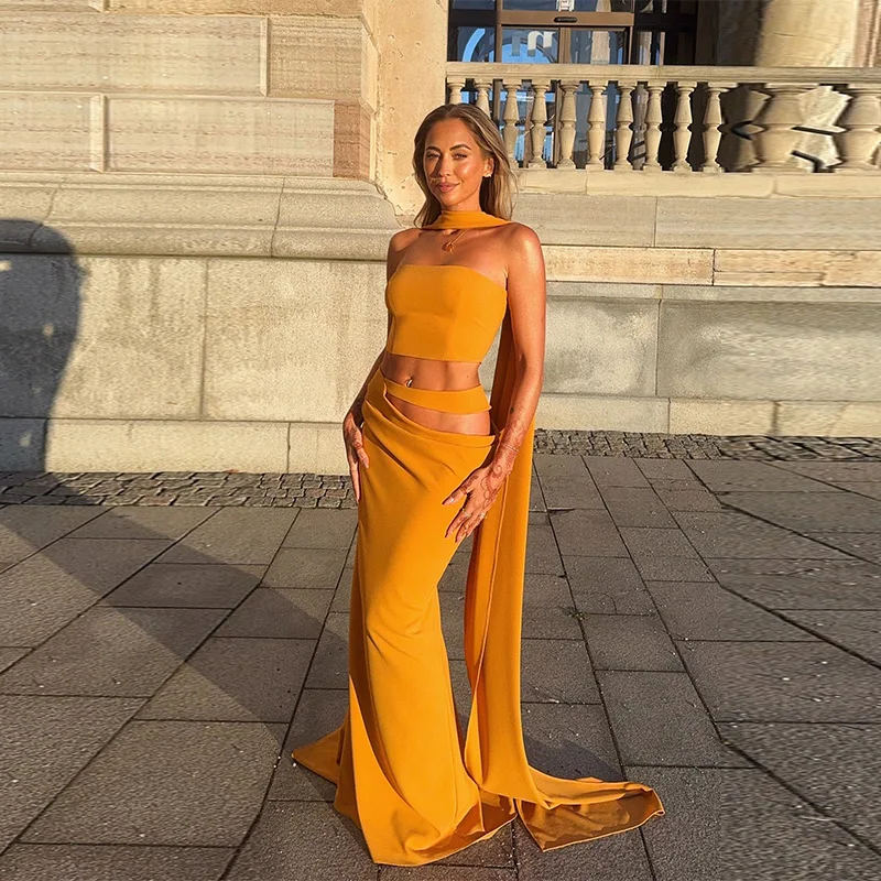 Fashion Skinny Vest Long Skirt Suit Elegant Off Shoulder Backless Ruffle Mini Tops Sets For Women New Summer Vacation Outfits
Fashion Skinny Vest Long Skirt Suit Elegant Off Shoulder Backless Ruffle Mini Tops Sets For Women New Summer Vacation Outfits