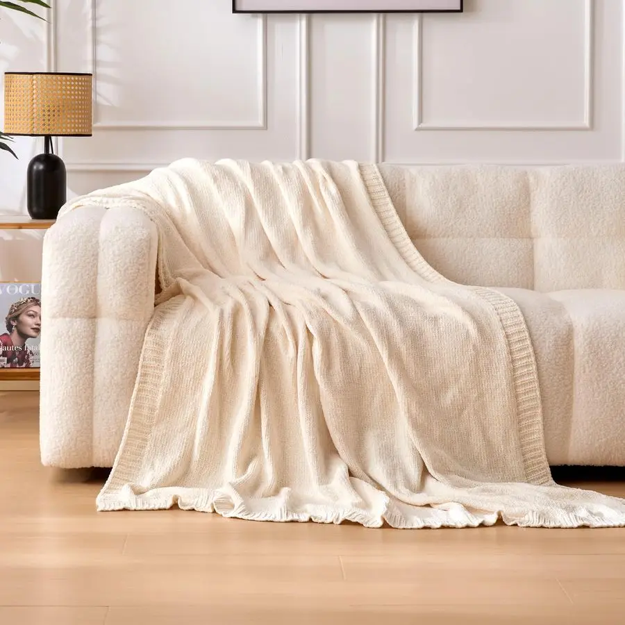 Chunky Chenille Knit Microfiber Throw Blanket for Couch, Bed and Sofa, Soft and Warm Lightweight Jersey, 6080, White
Chunky Chenille Knit Microfiber Throw Blanket for Couch, Bed and Sofa, Soft and Warm Lightweight Jersey, 6080, White