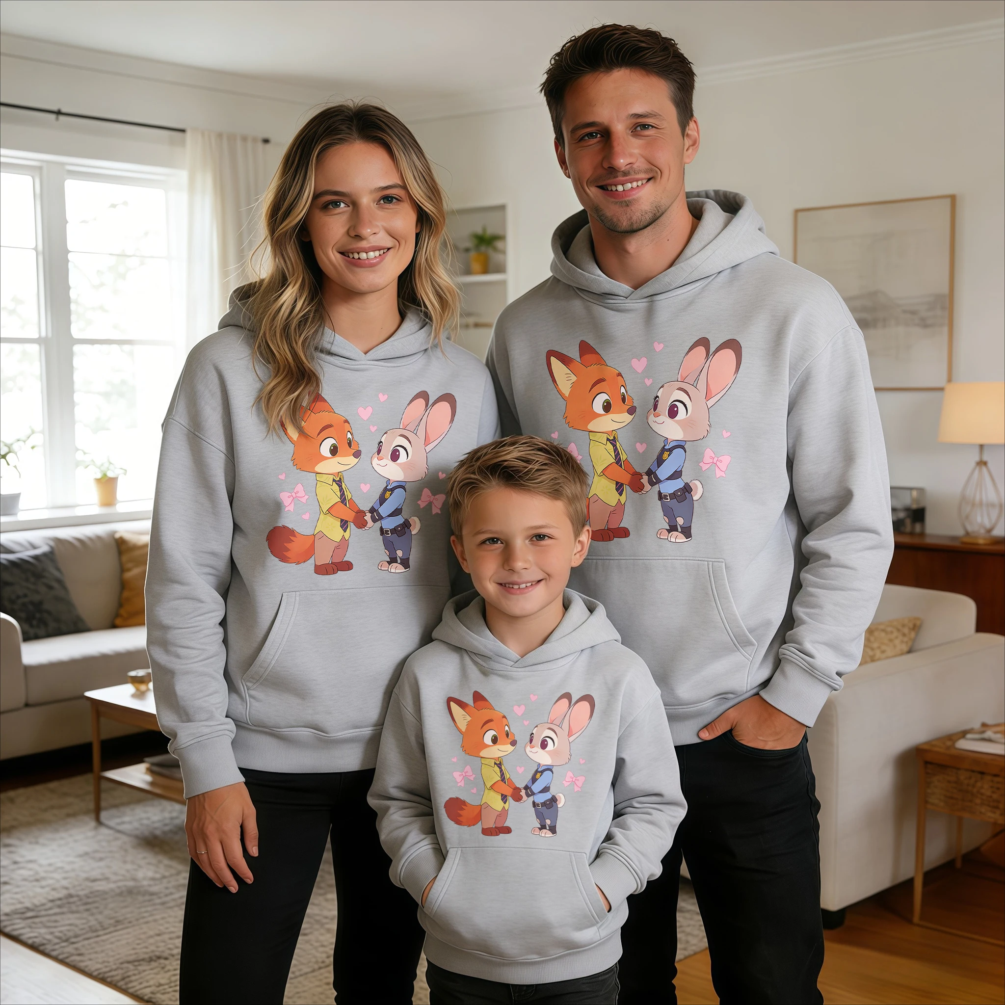Модные худи для родителей и детей с принтом «Сердце любви» Ник и Джуди из Зоотопии, 100% хлопок, осень-зима 2026, высокое качество, свободный крой, повседневные
Модные худи для родителей и детей с принтом «Сердце любви» Ник и Джуди из Зоотопии, 100% хлопок, осень-зима 2026, высокое качество, свободный крой, повседневные