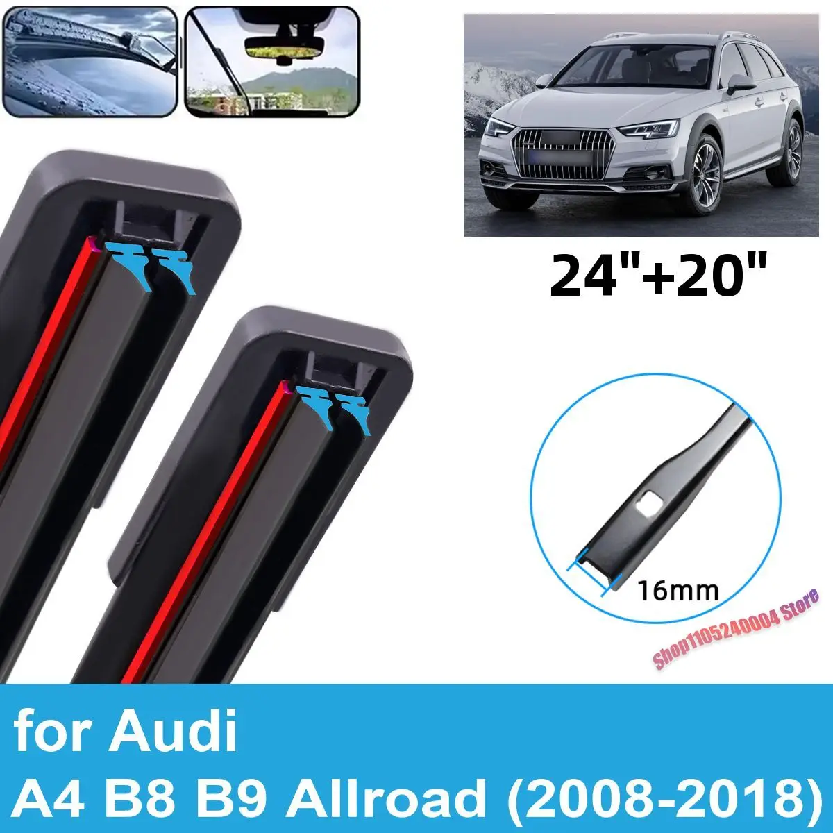 For Audi A4 B8 B9 Allroad 2008 - 2018 2PCS Front Windscreen Windshield Wiper Blades Double Rubber Car Accessories
For Audi A4 B8 B9 Allroad 2008 - 2018 2PCS Front Windscreen Windshield Wiper Blades Double Rubber Car Accessories