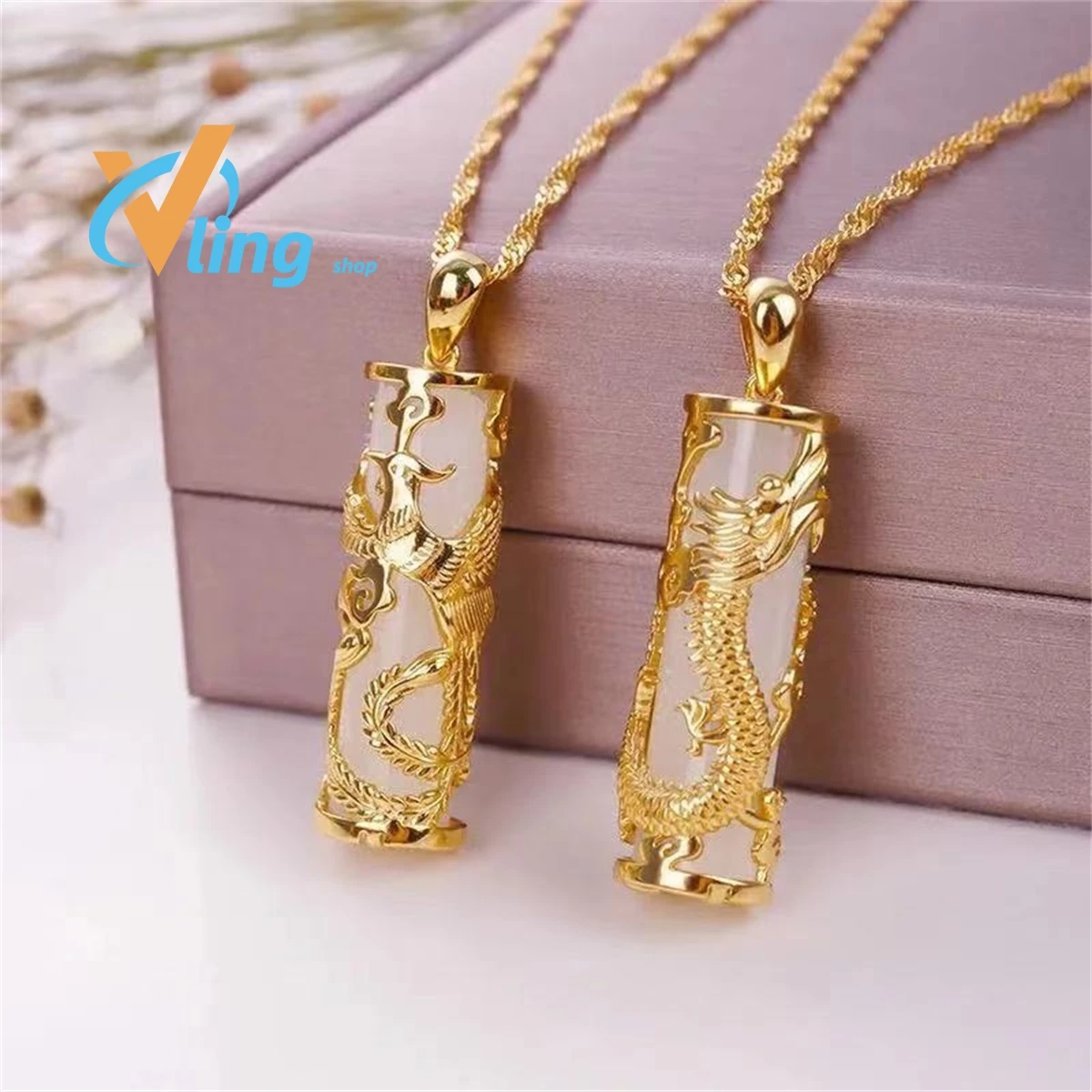 Gold Inlaid Jade Dragon Phoenix Pendant Couple Male Female Jade Xinjiang White Jade Pendant Necklace Silver Inlaid Jade Necklace
Gold Inlaid Jade Dragon Phoenix Pendant Couple Male Female Jade Xinjiang White Jade Pendant Necklace Silver Inlaid Jade Necklace