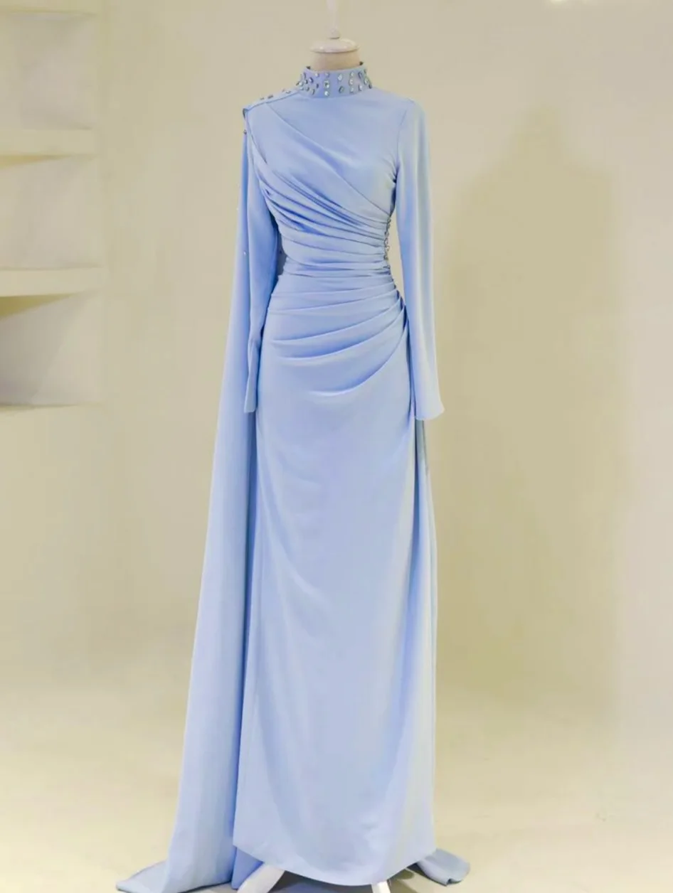 Customized Elegant Evening Dresses Column High Neck Satin Floor length Pleats Rhinestone Zipper Prom Dresses Formal Dresses
Customized Elegant Evening Dresses Column High Neck Satin Floor length Pleats Rhinestone Zipper Prom Dresses Formal Dresses