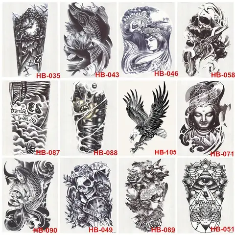 100 Sheets Wholesales Waterproof Fake Temporary Tattoo Man Women Cool Arm Leg Art Sleeve Glitter Eagle Black Sticker