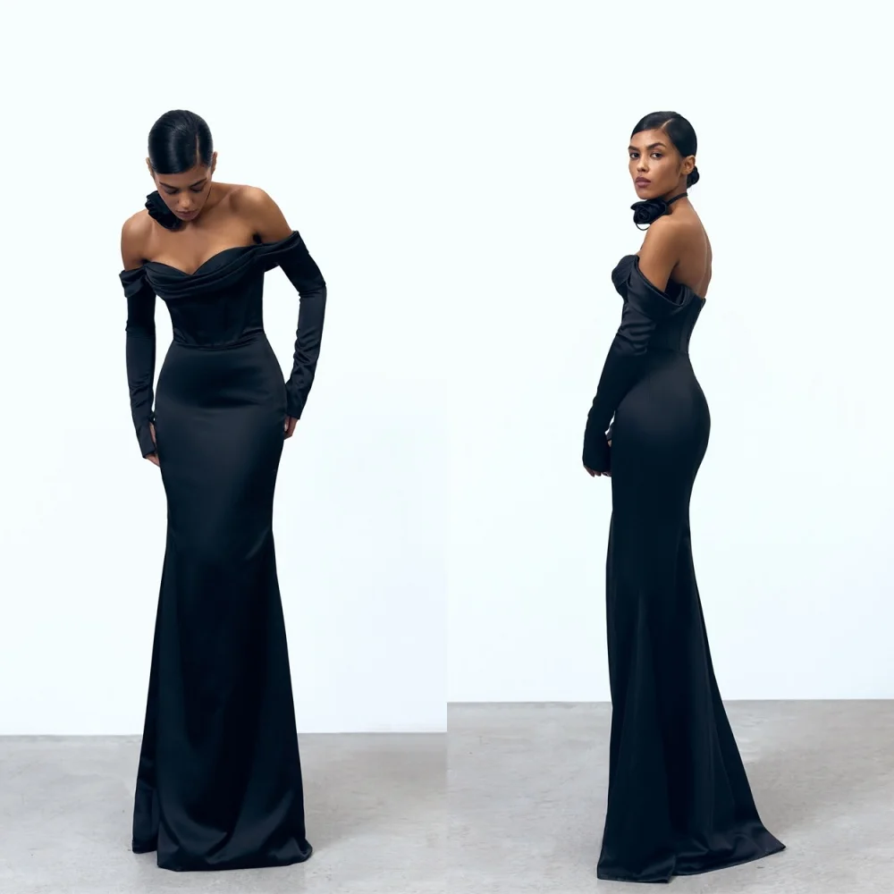 Customized Exquisite Black Satin Evening Dress Graceful Strapless Off the Shoulder Long Sleeves Mermaid Special Occasion Gowns
Customized Exquisite Black Satin Evening Dress Graceful Strapless Off the Shoulder Long Sleeves Mermaid Special Occasion Gowns