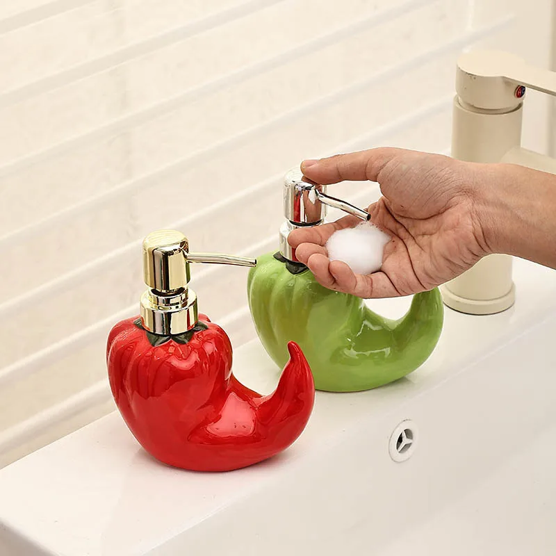 1pc High appearance chili ceramic hand sanitizer bottle bathroom shower gel laundry detergent press and dispense bottle
1pc High appearance chili ceramic hand sanitizer bottle bathroom shower gel laundry detergent press and dispense bottle