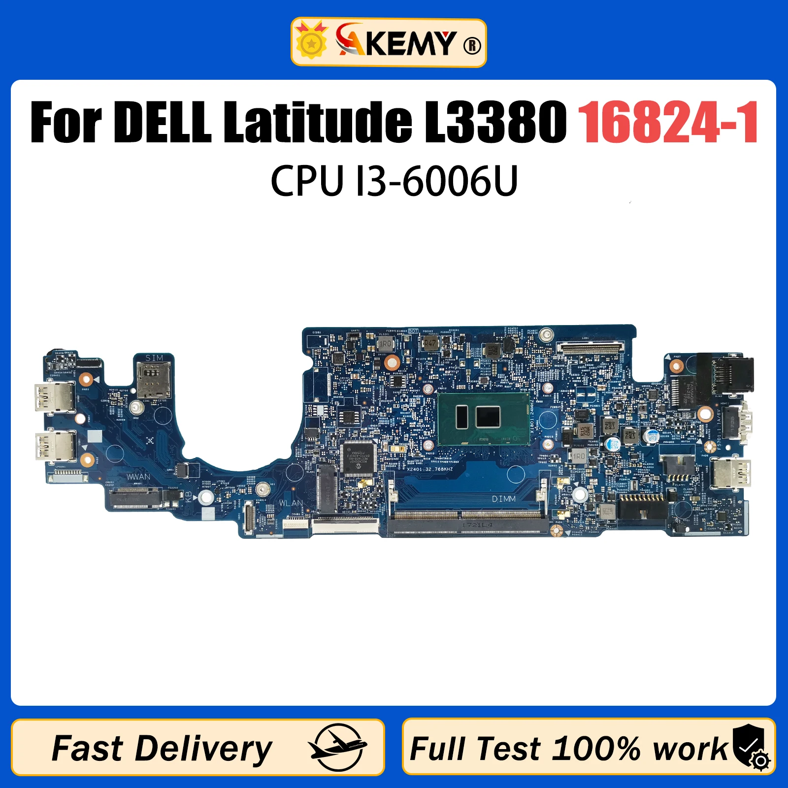AKEMY For Dell Latitude L3380 3380 Laptop Motherboard 16824-1 04KCV2 066FRK 063JCX 07D5J9 Notebook Mainboard I3-6006U CPU DDR4
AKEMY For Dell Latitude L3380 3380 Laptop Motherboard 16824-1 04KCV2 066FRK 063JCX 07D5J9 Notebook Mainboard I3-6006U CPU DDR4