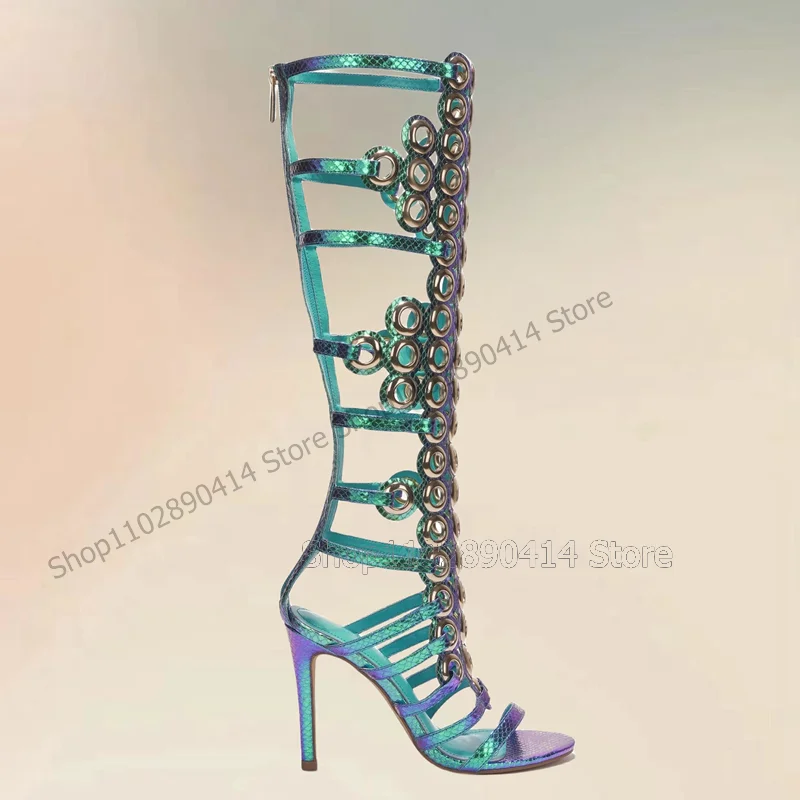 Colorful Snakeskin Print Metal Circlre Sandals Boots Back Zipper Women Shoes Thin High Heels Open Toe 2025 Zapatos Para Mujere
Colorful Snakeskin Print Metal Circlre Sandals Boots Back Zipper Women Shoes Thin High Heels Open Toe 2025 Zapatos Para Mujere