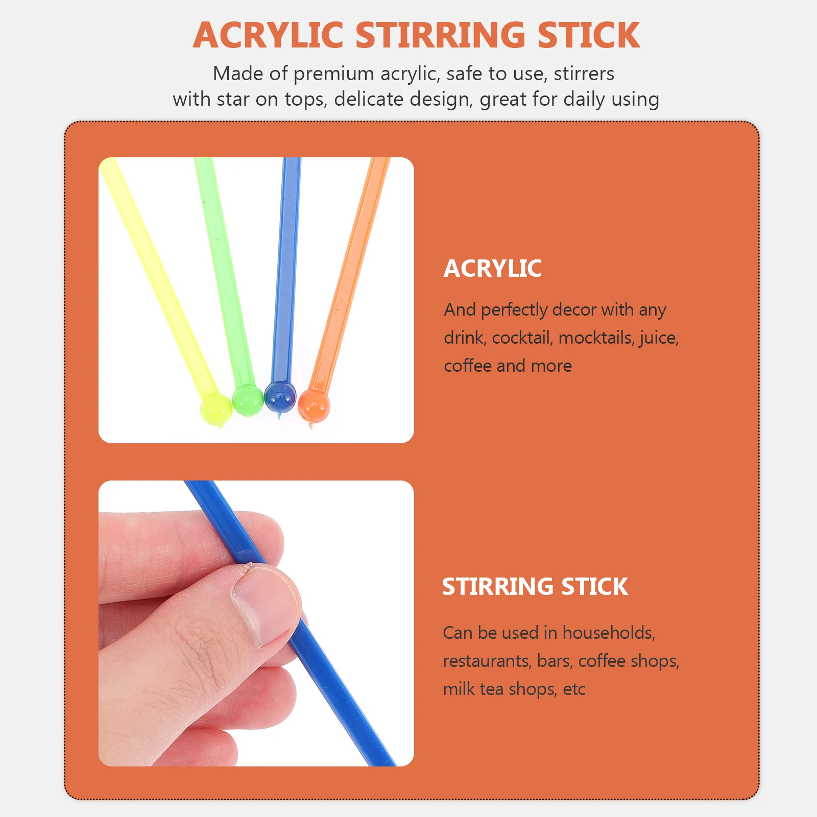 30Pcs Acrylic Stirring Stick Colorful Star Top Reusable Beverage Mixing Rods for Coffee Tea Cocktail Juice Bars
30Pcs Acrylic Stirring Stick Colorful Star Top Reusable Beverage Mixing Rods for Coffee Tea Cocktail Juice Bars