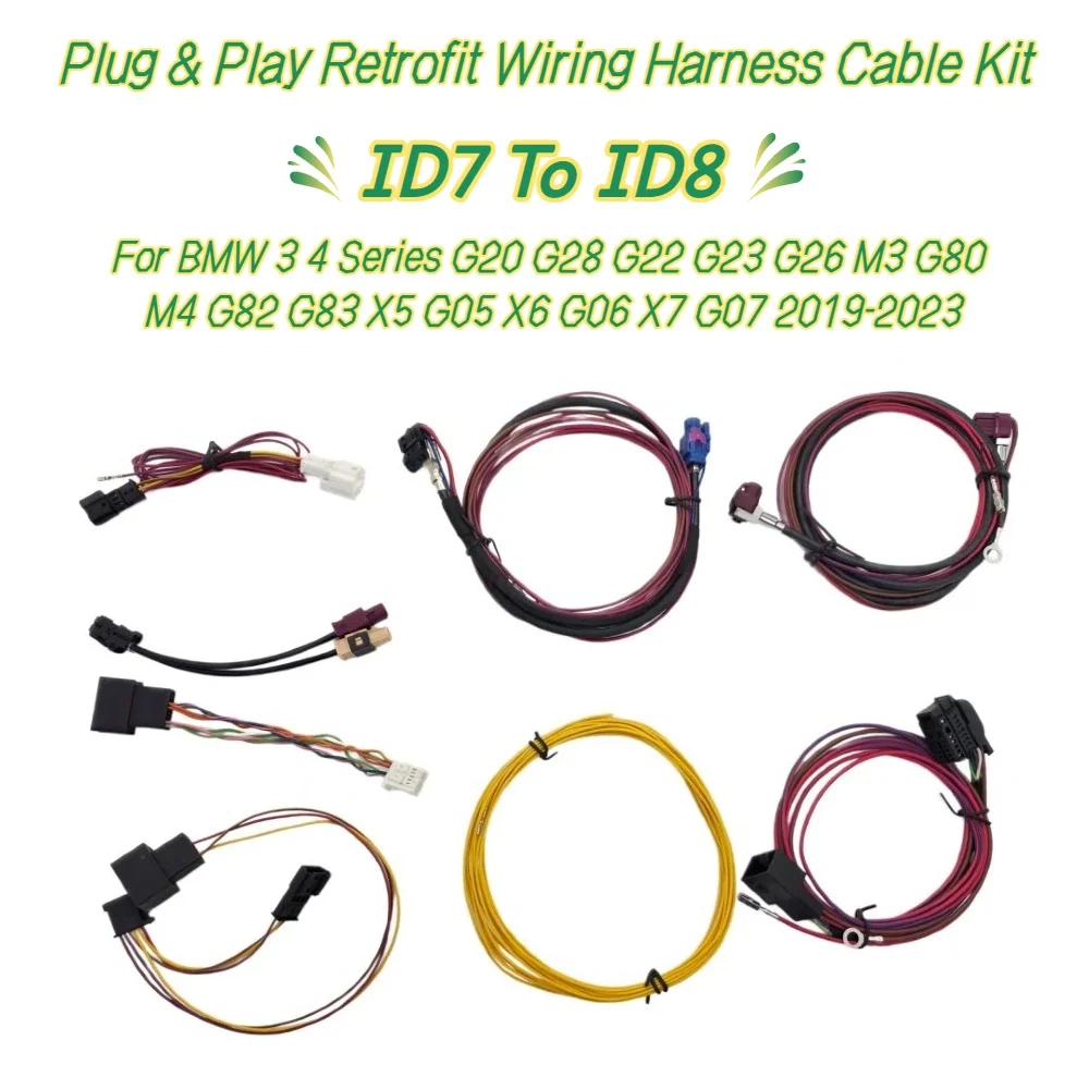 For BMW 3/4 Series G20 G28 G22 G23 G26 M3 G80 M4 G82 X5 X6 X7 2019-2023 ID7 To ID8 Plug&Play Retrofit Wiring Harness Cable Kit
For BMW 3/4 Series G20 G28 G22 G23 G26 M3 G80 M4 G82 X5 X6 X7 2019-2023 ID7 To ID8 Plug&Play Retrofit Wiring Harness Cable Kit