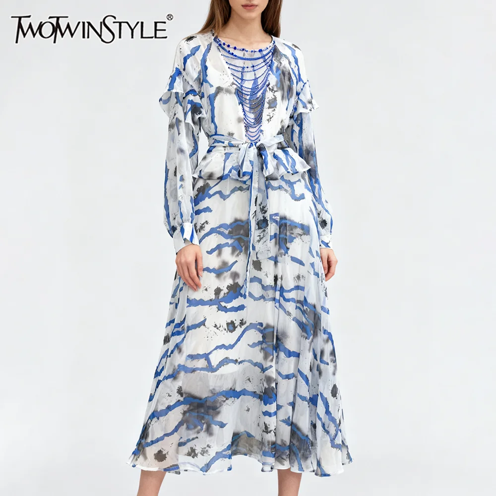 TWOTWINSTYLE Hit Color Spliced Striped Fashion Dresses for Women O Neck Long Sleeve High Waist Patchwork Chains Dress Female New
TWOTWINSTYLE Hit Color Spliced Striped Fashion Dresses for Women O Neck Long Sleeve High Waist Patchwork Chains Dress Female New