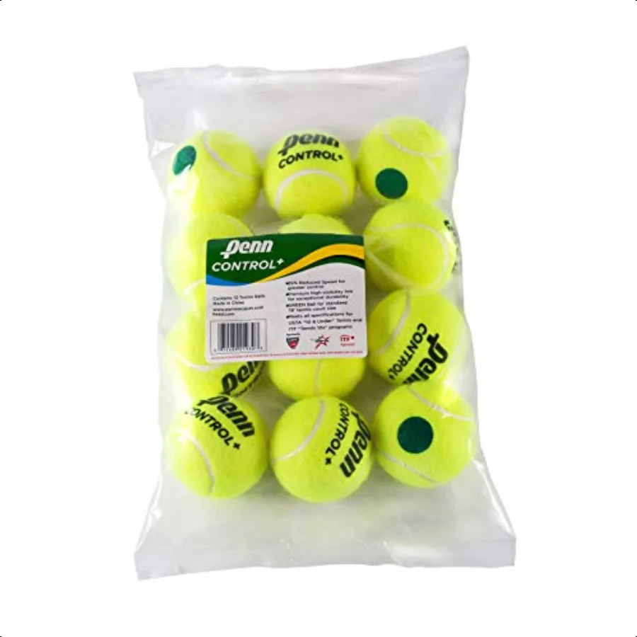 Теннисные мячи PENN Control Plus, молодежные фетровые теннисные мячи в зеленый горошек для начинающих, 12-мяч, полиэтиленовый пакет 
Теннисные мячи PENN Control Plus, молодежные фетровые теннисные мячи в зеленый горошек для начинающих, 12-мяч, полиэтиленовый пакет
