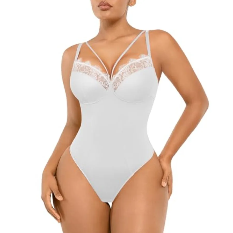 SHAPELLX Lace Bodysuit Shapewear for Women Tummy Control Body Suits Waist Sculpting V Neck Thong Corset Going Out Tops
SHAPELLX Lace Bodysuit Shapewear for Women Tummy Control Body Suits Waist Sculpting V Neck Thong Corset Going Out Tops