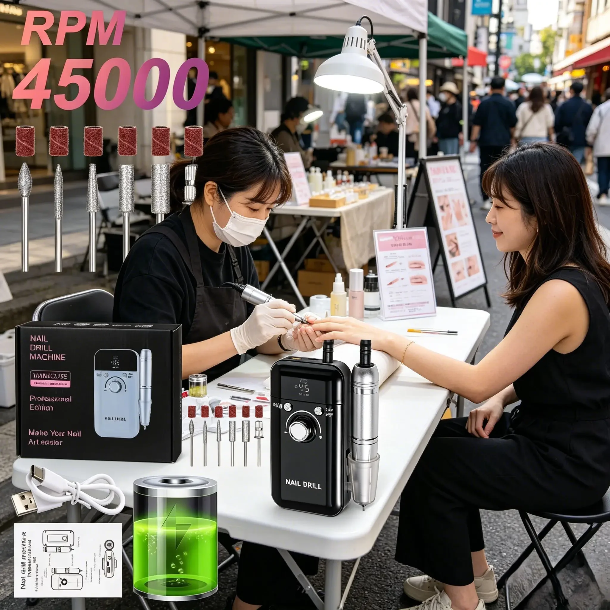 45000RPM Portable Rechargeable Nail Drill, Electric Nail File for Gel Nail Polishing
45000RPM Portable Rechargeable Nail Drill, Electric Nail File for Gel Nail Polishing