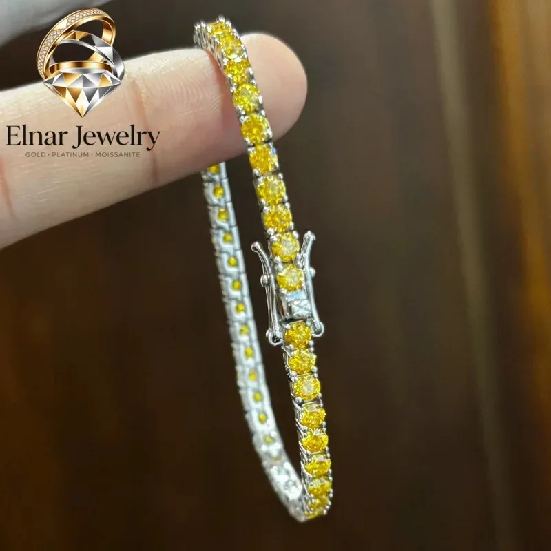 Elnar Jewelry Luxury Solid Platinum PT950 Women's 3mm 4mm Yellow Light Blue Pink Moissanite Diamond Bracelet Full Diamond Tennis
Elnar Jewelry Luxury Solid Platinum PT950 Women's 3mm 4mm Yellow Light Blue Pink Moissanite Diamond Bracelet Full Diamond Tennis