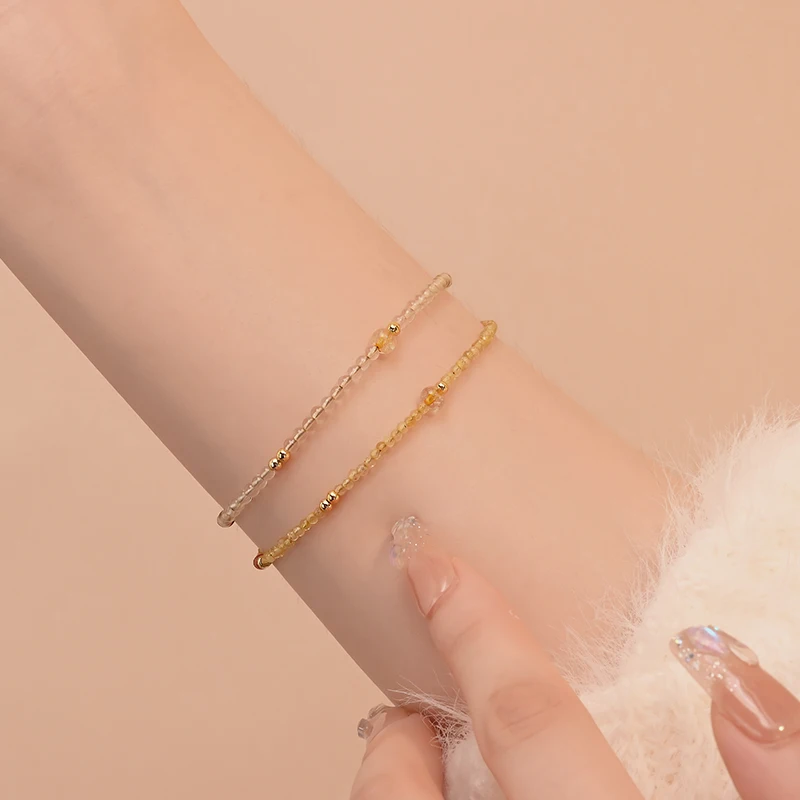 *Natural yellow crystal beaded bracelet for girls, light luxury, niche, exquisite and simple
*Natural yellow crystal beaded bracelet for girls, light luxury, niche, exquisite and simple