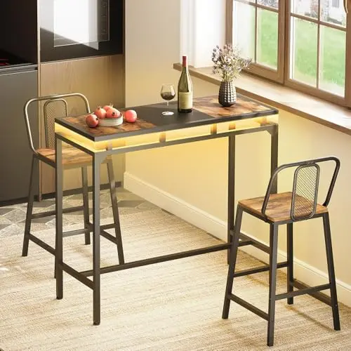 Modern LED-Lit Bar Table With Industrial Metal Frame And Reclaimed Wood Top For Kitchen, Dining, Or Pub Space Black
Modern LED-Lit Bar Table With Industrial Metal Frame And Reclaimed Wood Top For Kitchen, Dining, Or Pub Space Black