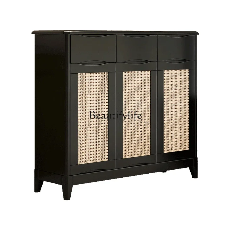 American retro solid wood rattan shoe cabinet household large-capacity integrated cabinet entry locker
American retro solid wood rattan shoe cabinet household large-capacity integrated cabinet entry locker