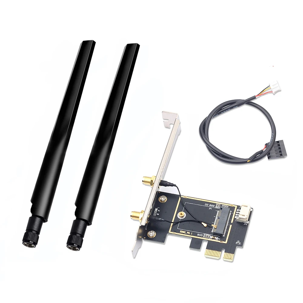 M.2 To PCI Express Wireless Adapter Converter with 6DBi 2x Antenna NGFF M.2 WiFi Bluetooth Card For AX210 AX200
M.2 To PCI Express Wireless Adapter Converter with 6DBi 2x Antenna NGFF M.2 WiFi Bluetooth Card For AX210 AX200