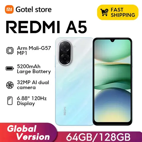 Xiaomi Redmi A5 Global Version Smartphone UNISOC T7250 32MP AI Dual Camera  5200mAh Battery  6.88" display 15W Fast Charging
