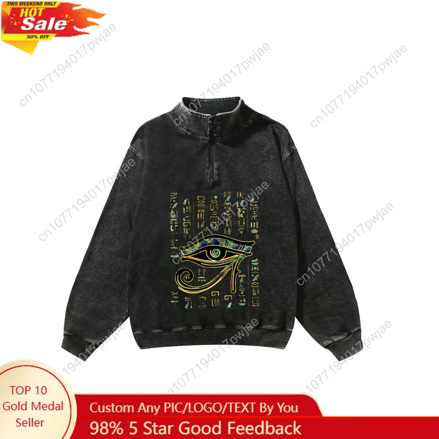 Horus Egyptian God Eye of Egypt Custom Retro Sweatshirt Mans Womans Half Zipper Vintage Sweat Shirt Photo Custom Made Tops
Horus Egyptian God Eye of Egypt Custom Retro Sweatshirt Mans Womans Half Zipper Vintage Sweat Shirt Photo Custom Made Tops