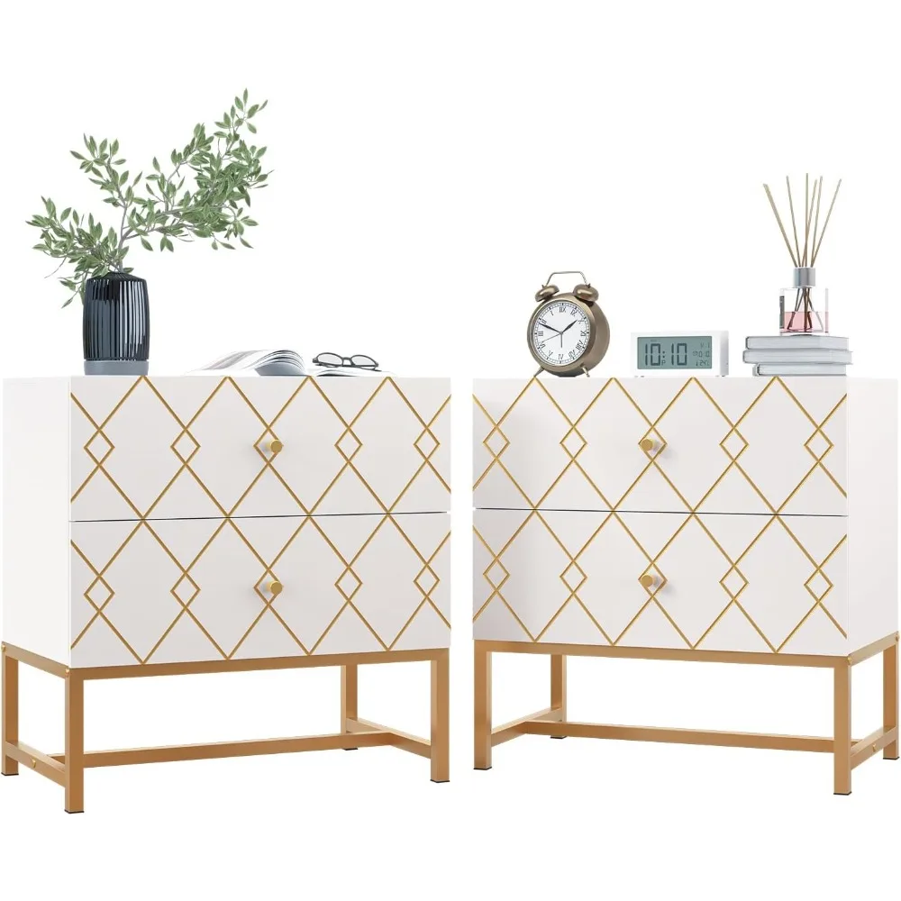 Night Stand Set 2 with Charging Station Nightstand with 2 Drawers Modern Bed Side Tables Wood End Table with Gold Line
Night Stand Set 2 with Charging Station Nightstand with 2 Drawers Modern Bed Side Tables Wood End Table with Gold Line