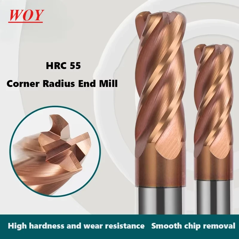 WOY Corner Radius End Mill CNC R Bullnose Cutter Tungsten Carbide Steel Metal Router Tool 4 Flutes R0.5 R1 R2 Surface Machining
WOY Corner Radius End Mill CNC R Bullnose Cutter Tungsten Carbide Steel Metal Router Tool 4 Flutes R0.5 R1 R2 Surface Machining