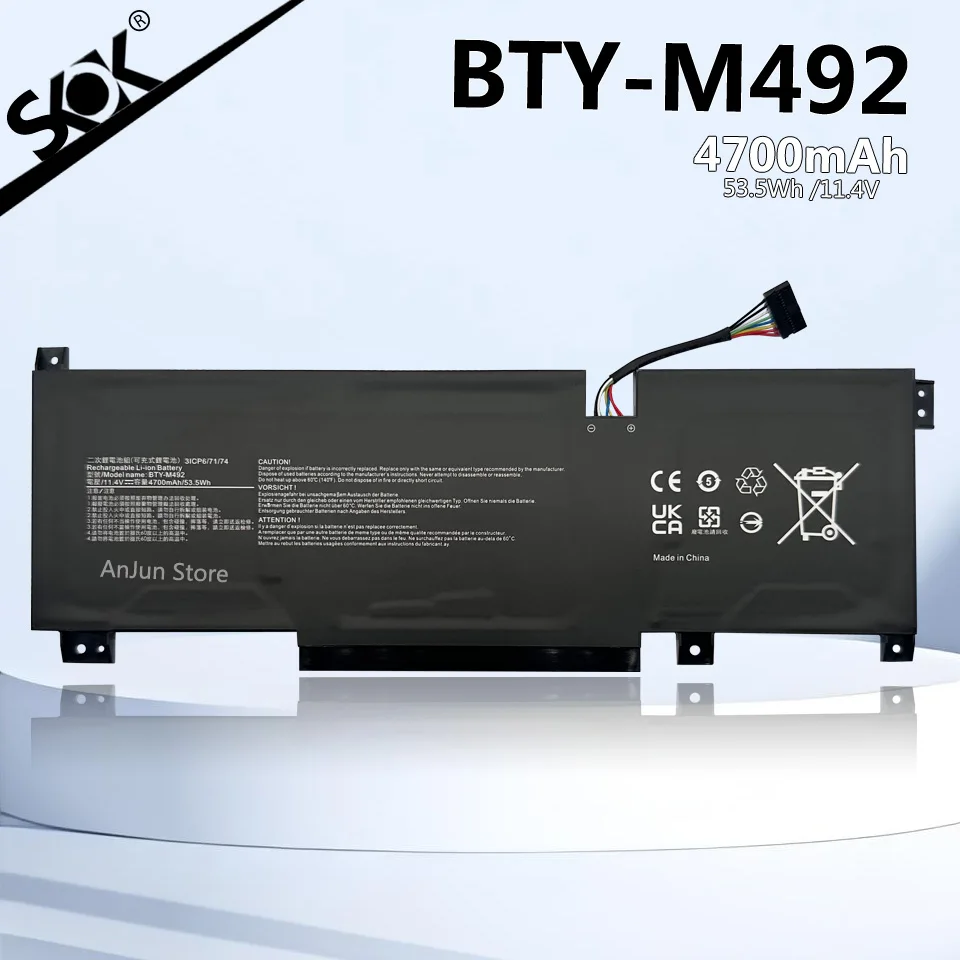 Новый аккумулятор BTY-M492 для MSI Pulse GL66 11UDK-255VN 11UEK-016AU 11UCK-200XPL GL76 Katana GF66 GF76 11UD 11UE 12UG, Sword 15 A11U
Новый аккумулятор BTY-M492 для MSI Pulse GL66 11UDK-255VN 11UEK-016AU 11UCK-200XPL GL76 Katana GF66 GF76 11UD 11UE 12UG, Sword 15 A11U