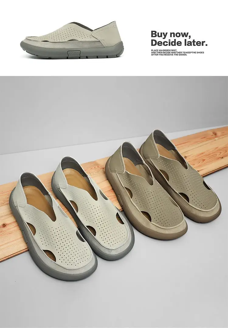 2026 New Summer Men's Genuine Leather Hollow Breathable Clog Sandals Soft Sole Top-Grain Leather Slip-On Shoes
2026 New Summer Men's Genuine Leather Hollow Breathable Clog Sandals Soft Sole Top-Grain Leather Slip-On Shoes