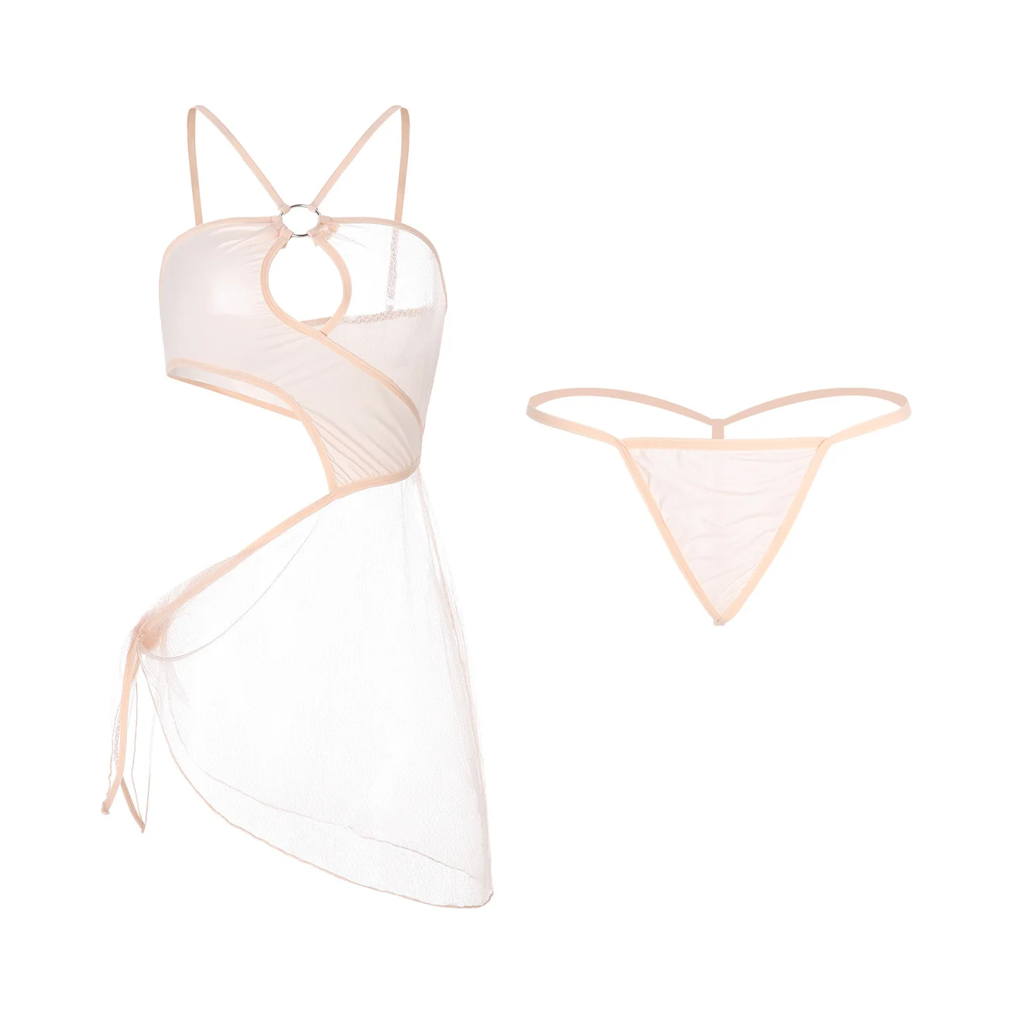 Sexy With Halter Neck Dress Decorative Buttons Hollow-out Design Alluring Mesh Lace-up Nightdress Uniform Dress Transparent A7HU
Sexy With Halter Neck Dress Decorative Buttons Hollow-out Design Alluring Mesh Lace-up Nightdress Uniform Dress Transparent A7HU