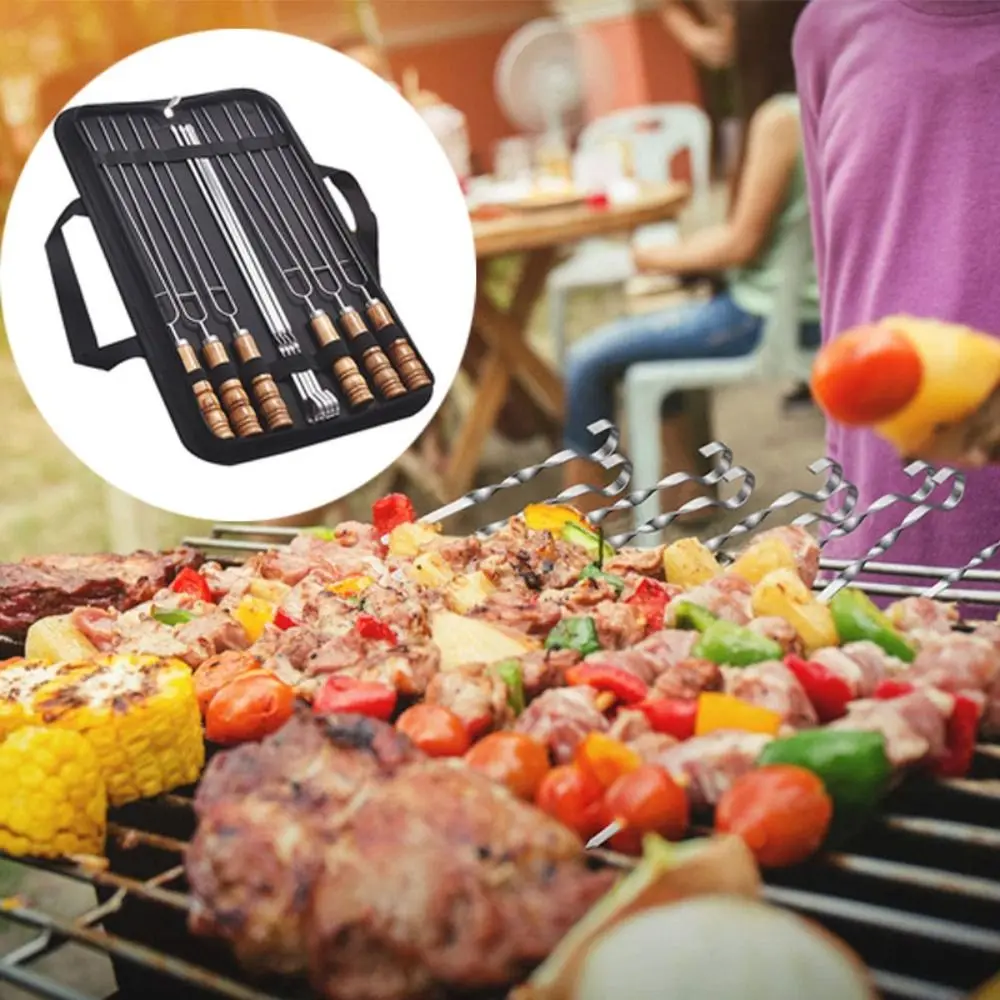 10pcs Portable Reusable BBQ Skewers 2 Prong Stainless Steel Grilled Fork Wood Handle with Storage Bag Barbecue Needle Sausage
10pcs Portable Reusable BBQ Skewers 2 Prong Stainless Steel Grilled Fork Wood Handle with Storage Bag Barbecue Needle Sausage