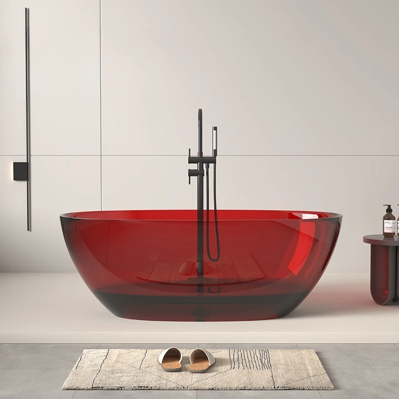 Crystal bathtub Transparent color resin Thin edge oval integrated bathtub Freestanding bathtub
Crystal bathtub Transparent color resin Thin edge oval integrated bathtub Freestanding bathtub