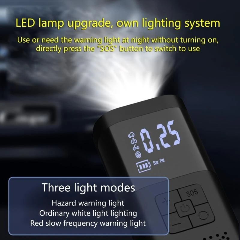 A2UC Tire Inflator Portable Air Compressor for Car with Digital Pressure Gauge LED Light Mini Rechargeable Electric Air
A2UC Tire Inflator Portable Air Compressor for Car with Digital Pressure Gauge LED Light Mini Rechargeable Electric Air