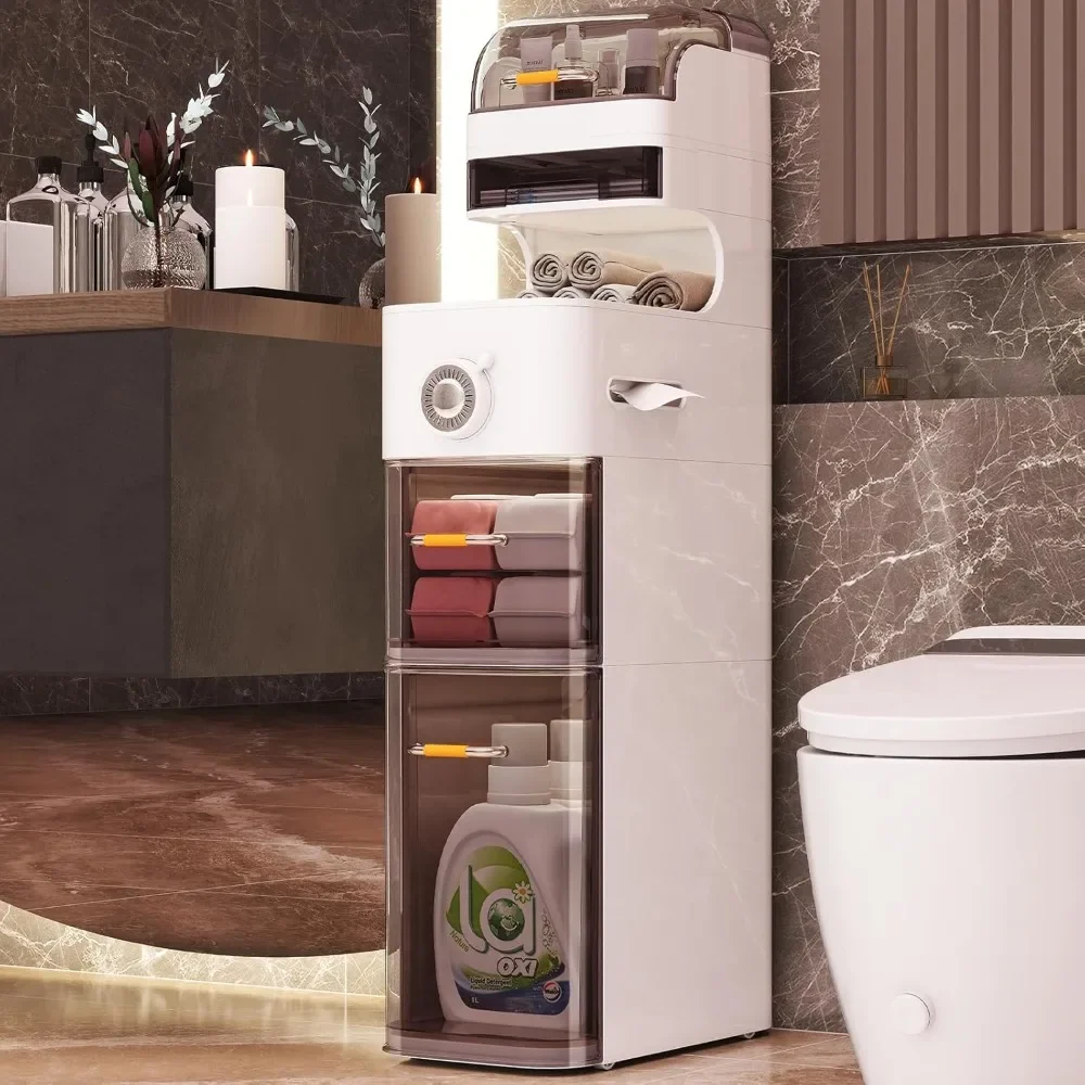 4-Tiers Slim Bathroom Storage Cabinet, Narrow Bathroom Storage, Movable Bathroom Storage Organizer for Small Bathrooms Spaces
4-Tiers Slim Bathroom Storage Cabinet, Narrow Bathroom Storage, Movable Bathroom Storage Organizer for Small Bathrooms Spaces