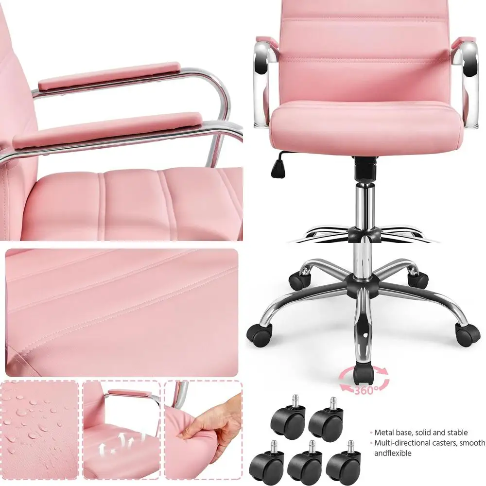 Розовое офисное кресло из искусственной кожи с регулируемой высотой и поворотной спинкой для выступлений
Розовое офисное кресло из искусственной кожи с регулируемой высотой и поворотной спинкой для выступлений