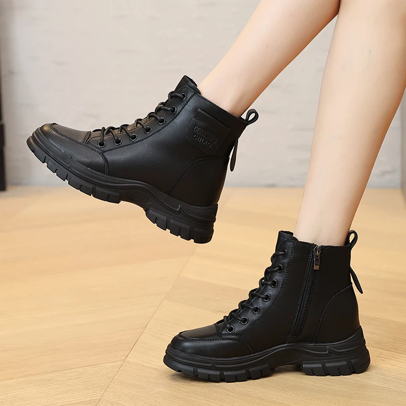 Black Genuine Leather Combat Boots For Women 2026 New Lace Up With Side Zipper Round Toe Chunky Lug Sole Platform Non Slip Casua
Black Genuine Leather Combat Boots For Women 2026 New Lace Up With Side Zipper Round Toe Chunky Lug Sole Platform Non Slip Casua