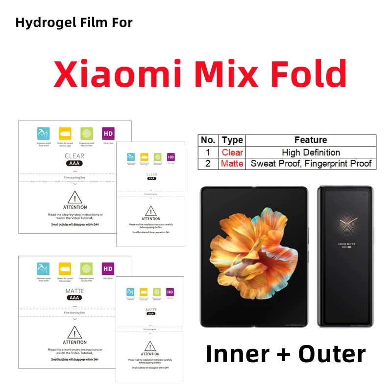 Внутренняя и внешняя матовая гидрогелевая пленка для Xiaomi Mix Fold, прозрачная защитная пленка для складного телефона Xiaomi Mix Fold, HD-защита экрана
Внутренняя и внешняя матовая гидрогелевая пленка для Xiaomi Mix Fold, прозрачная защитная пленка для складного телефона Xiaomi Mix Fold, HD-защита экрана