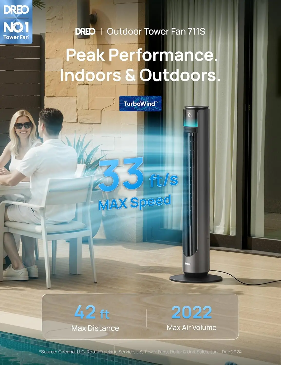 Smart Tower Fan for Indoor & Outdoor Use, 33 ft/s High Velocity, 12 Speeds, 4 Modes Standing Floor Fan, 150° Customizable Oscill
Smart Tower Fan for Indoor & Outdoor Use, 33 ft/s High Velocity, 12 Speeds, 4 Modes Standing Floor Fan, 150° Customizable Oscill
