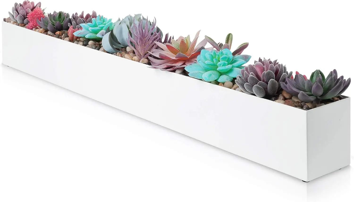 Modern Rectangle Planter Box - 32" Metal Trough for Succulents, Ideal for Table or Window Sill, Indoor White Decor
Modern Rectangle Planter Box - 32" Metal Trough for Succulents, Ideal for Table or Window Sill, Indoor White Decor