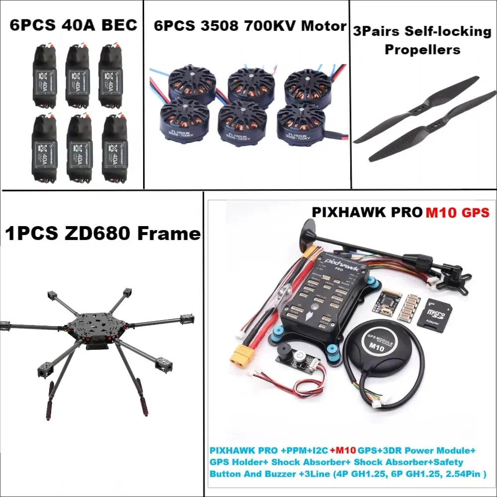 AN F680 Full Carbon Fiber Hexa-Rotor Foldable Arm Hexacopter Frame PIXHAWK PRO M8N/M9N/M10 Kit with Unflodable Landing Gear
AN F680 Full Carbon Fiber Hexa-Rotor Foldable Arm Hexacopter Frame PIXHAWK PRO M8N/M9N/M10 Kit with Unflodable Landing Gear