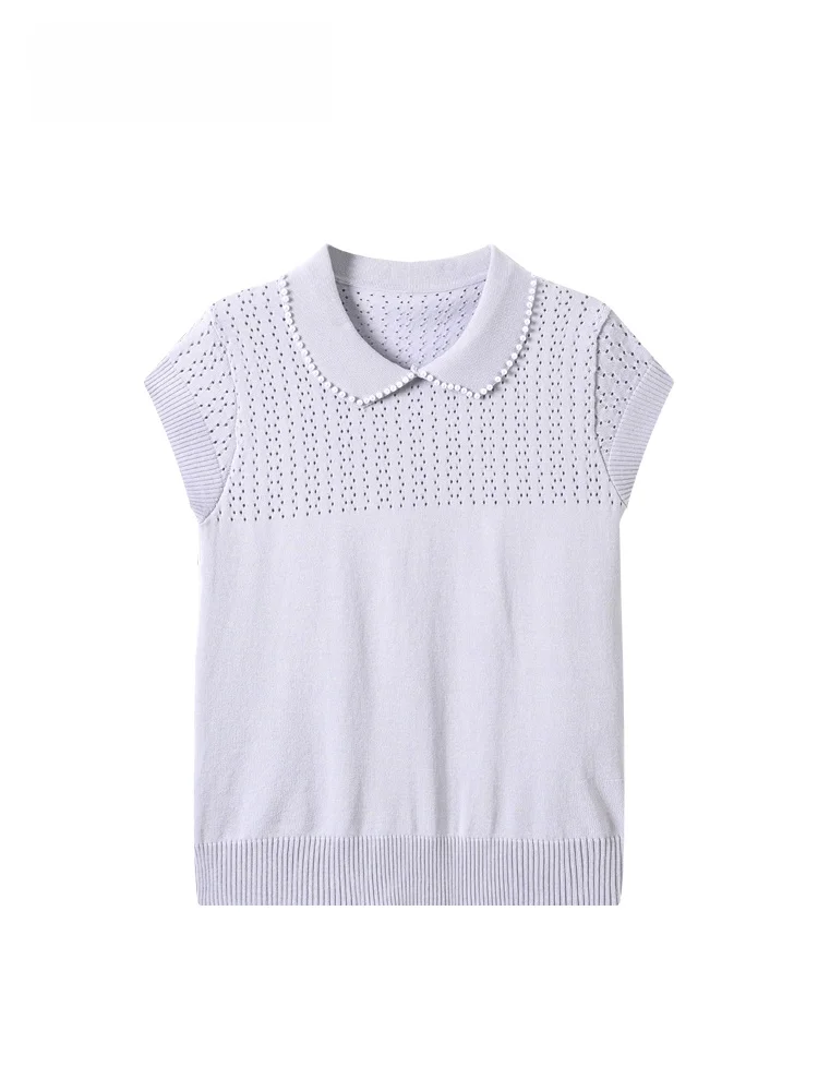 plus Size Short Sleeve T-Shirt Women's Summer New Style Slimming Doll Collar Top Ice Silk Fabric Breathable Regular Length
plus Size Short Sleeve T-Shirt Women's Summer New Style Slimming Doll Collar Top Ice Silk Fabric Breathable Regular Length
