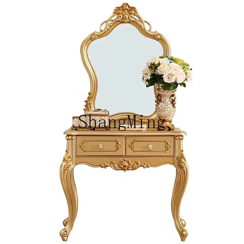DHY dresser solid wood carving flower luxury makeup table with makeup stool champagne gold furniture
DHY dresser solid wood carving flower luxury makeup table with makeup stool champagne gold furniture