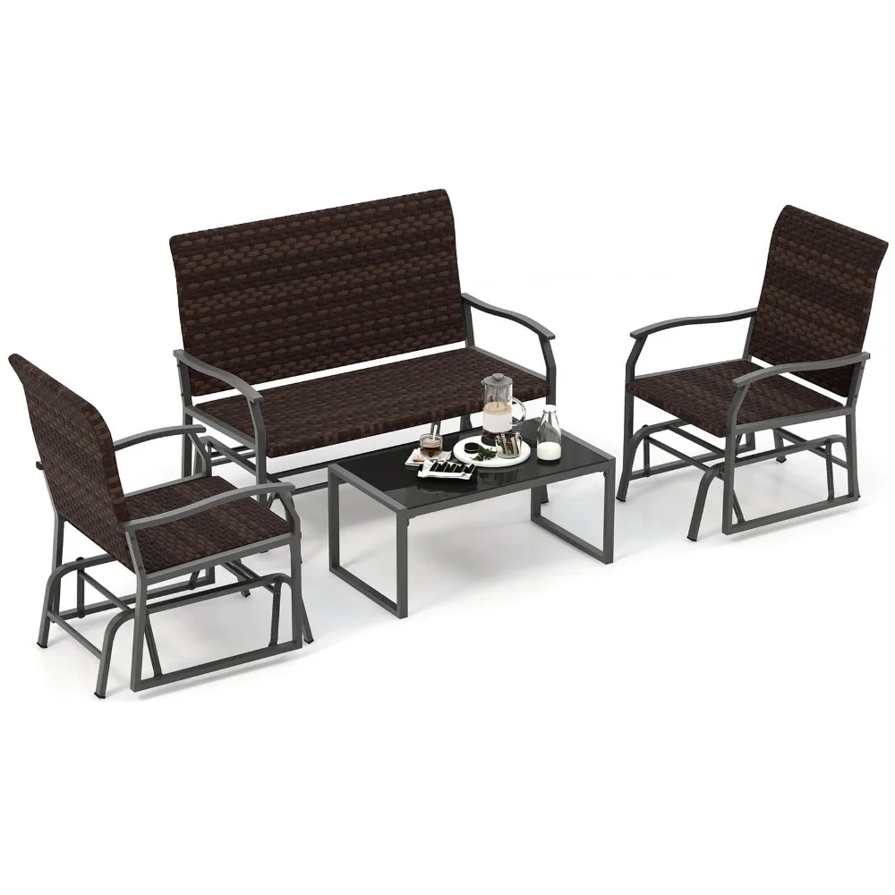 Patio 4 Piece Gliding Set w/ Tempered Glass Coffee Table Quick Dry Foam Poolside
Patio 4 Piece Gliding Set w/ Tempered Glass Coffee Table Quick Dry Foam Poolside