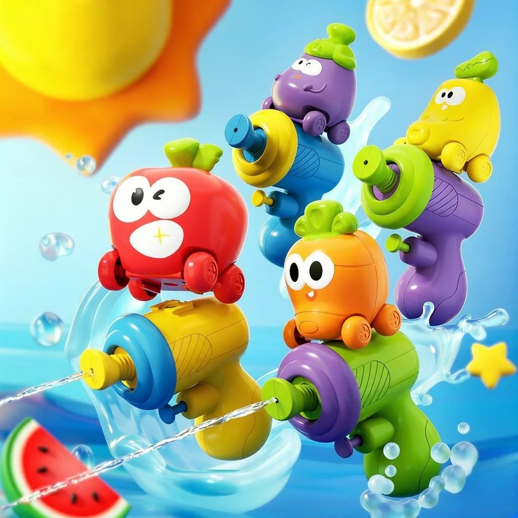 4Pcs Cute Fruit Vegetable Water Guns, detachable dual spray modes, portable summer water play toy, great kids gift
4Pcs Cute Fruit Vegetable Water Guns, detachable dual spray modes, portable summer water play toy, great kids gift