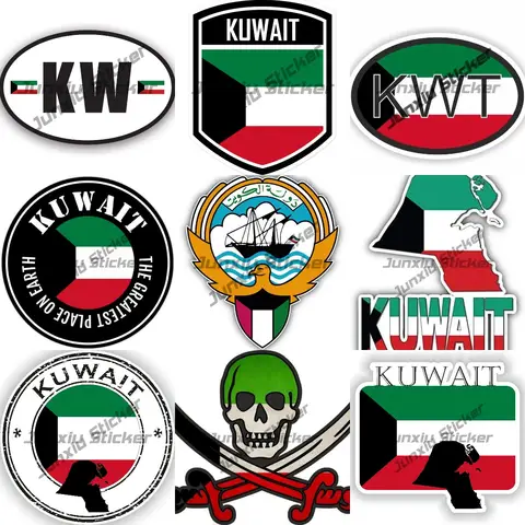 Kuwait Vlag Ronde Zegel Sticker Wapen Van Kuwait Decal Kuwait Vlag Embleem Stickers Kuwait Sticker Vlag Mf Voertuig Jdm Sticker