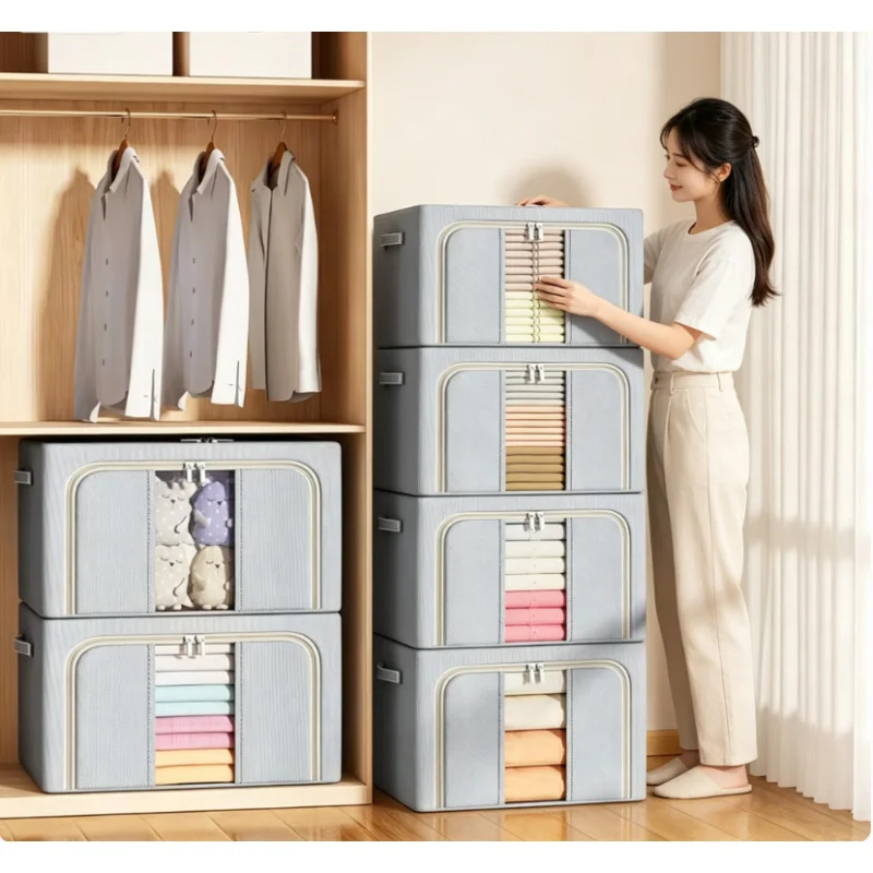Jeans Clothes Storage Organizer Box, Large Capacity Folding Wardrobe Closet Container with Metal Frame
Jeans Clothes Storage Organizer Box, Large Capacity Folding Wardrobe Closet Container with Metal Frame