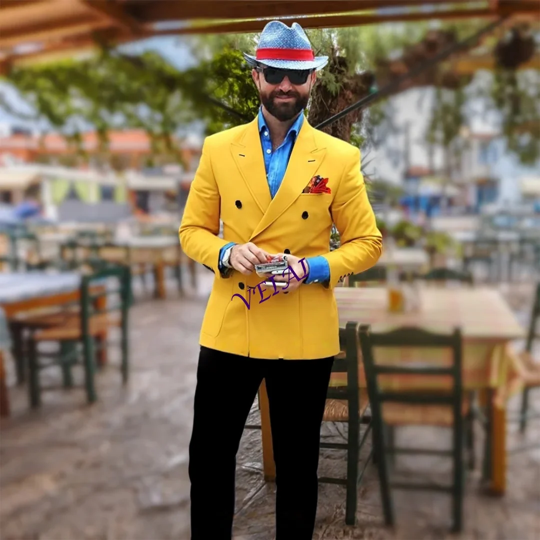 CustomizedMen's Yellow 2-Piece Suit (Jacket + Pants) Solid Color Peaked Lapel Double Breasted Blazer Wedding Dating Banquet Cust
CustomizedMen's Yellow 2-Piece Suit (Jacket + Pants) Solid Color Peaked Lapel Double Breasted Blazer Wedding Dating Banquet Cust